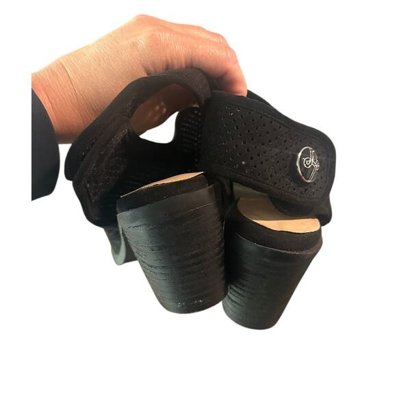 Lindsay Phillips Ansley Black Adjustable Strap Heels Size 9.5 - Picture 4 of 7